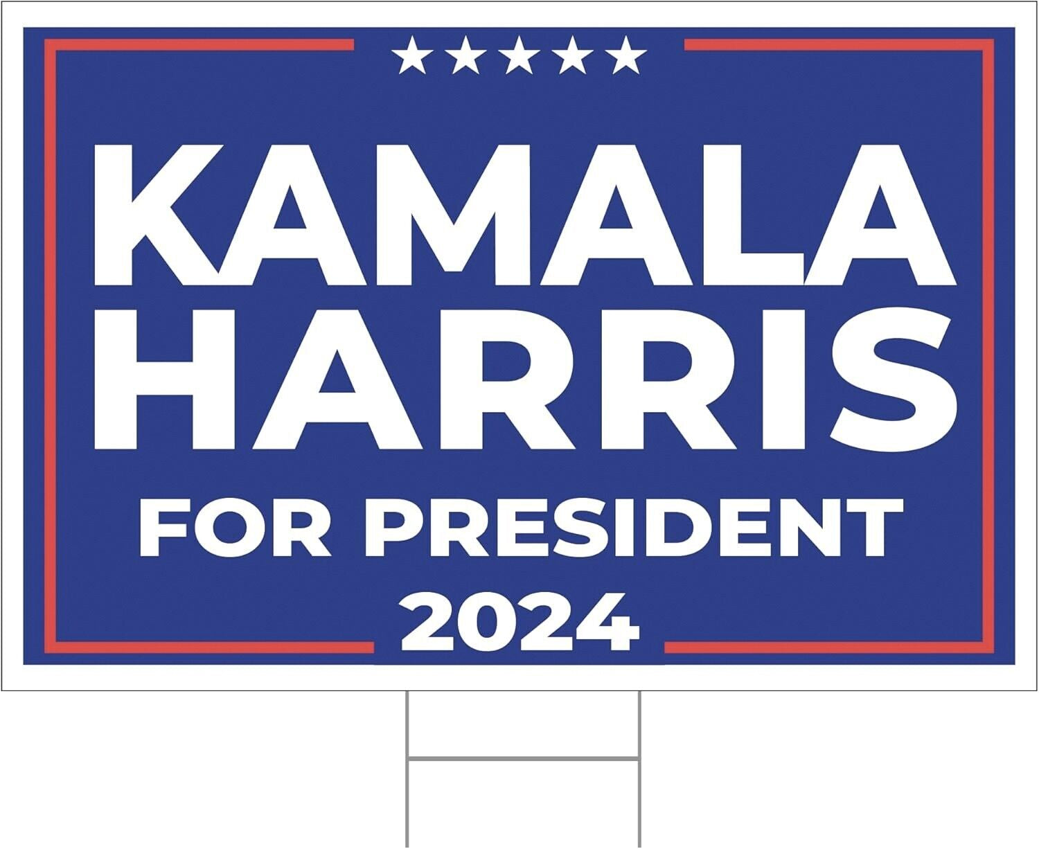 KAMALA HARRIS 2024 for President Yard Sign with Stand DOUBLE SIDED BLUE