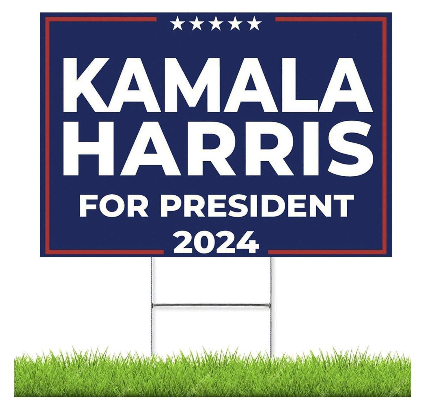 KAMALA HARRIS 2024 for President Yard Sign with Stand DOUBLE SIDED BLUE