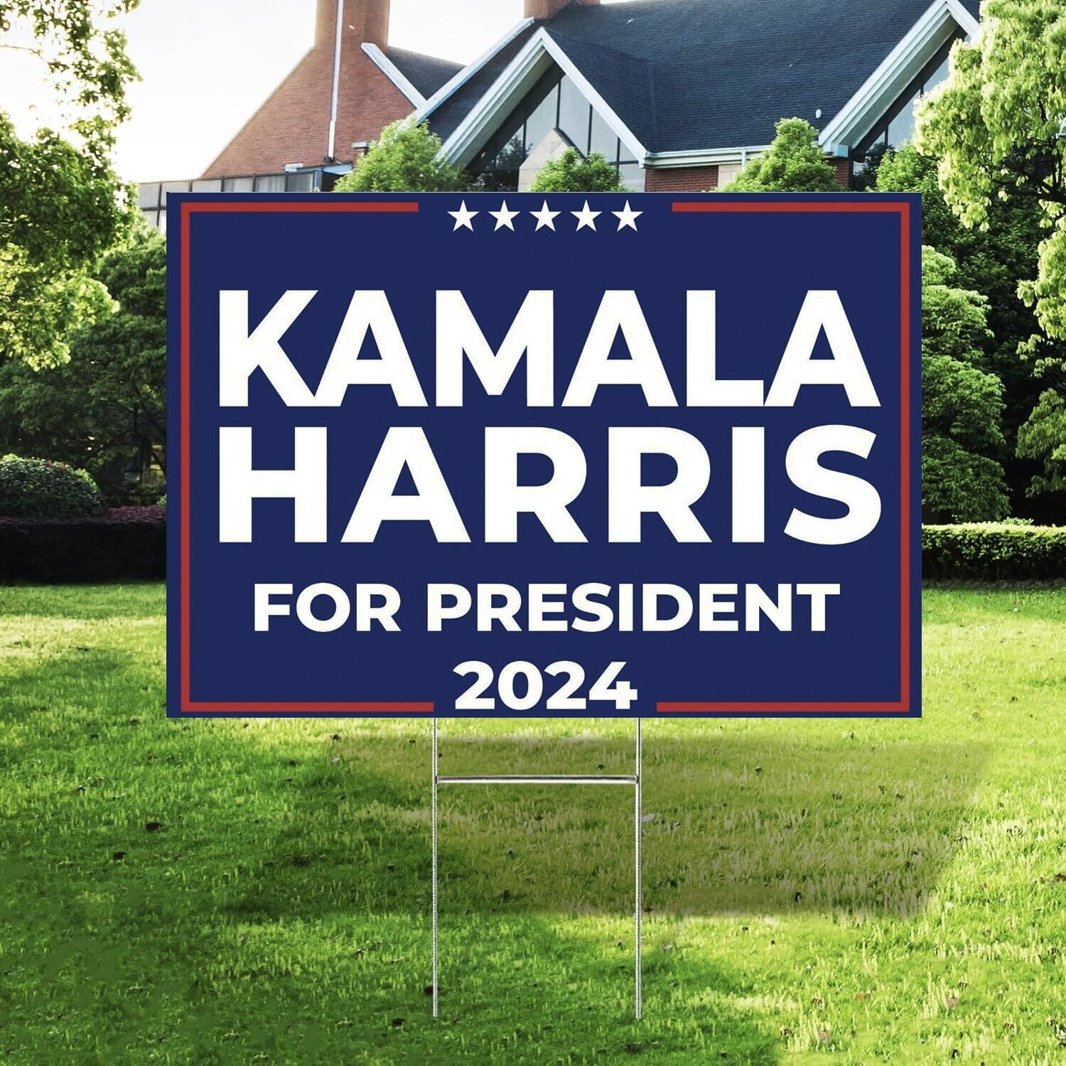 KAMALA HARRIS 2024 for President Yard Sign with Stand DOUBLE SIDED BLUE